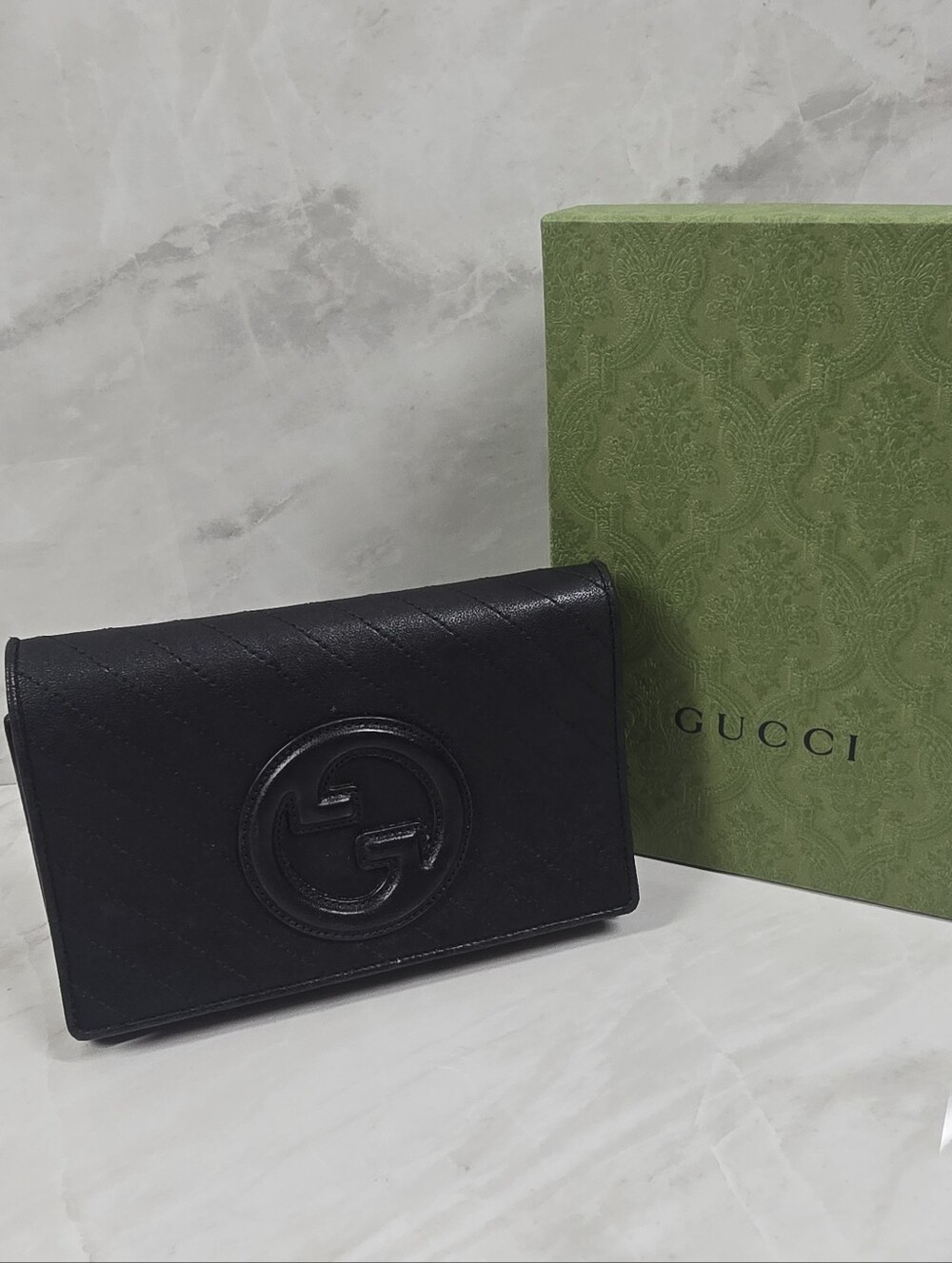 Gucci Black Leather Bag with Interlocking GG